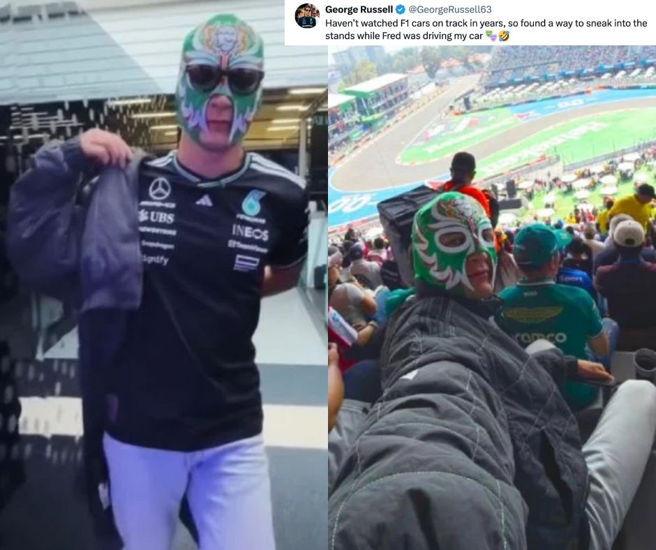 George Russell vive el GP de México al puro estilo mexicano con máscara de luchador