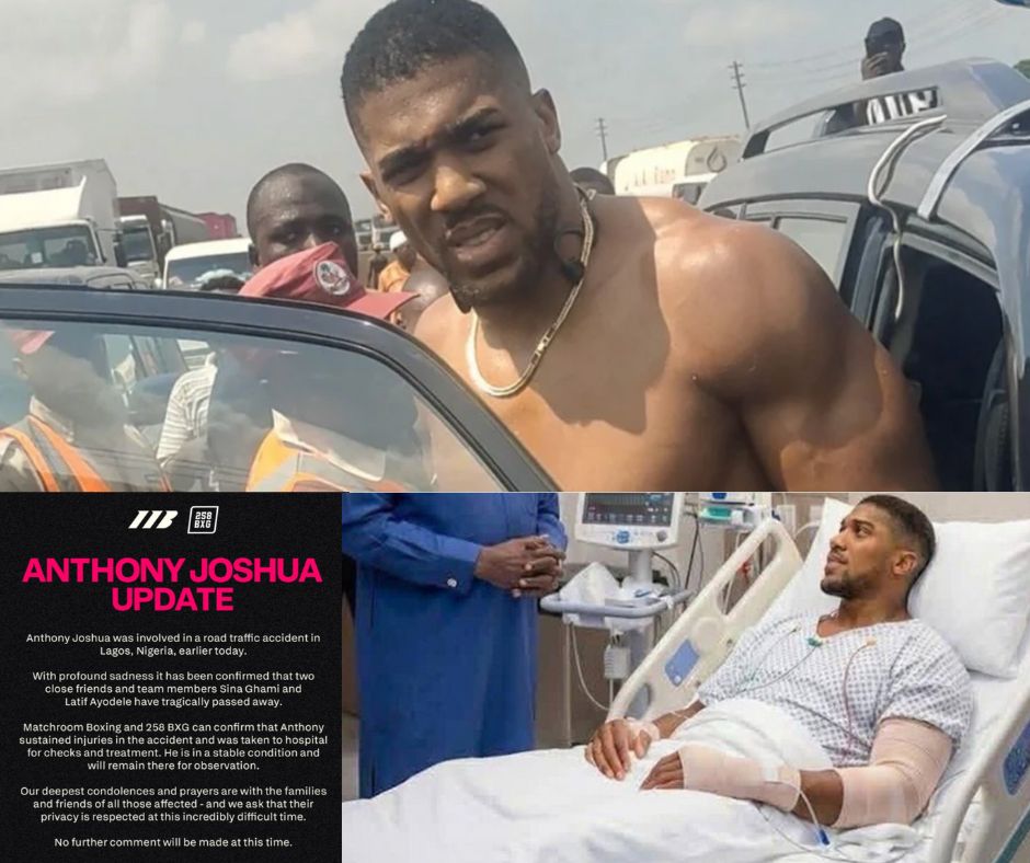 Anthony Joshua deja el hospital tras choque fatal en Nigeria; despide a sus amigos