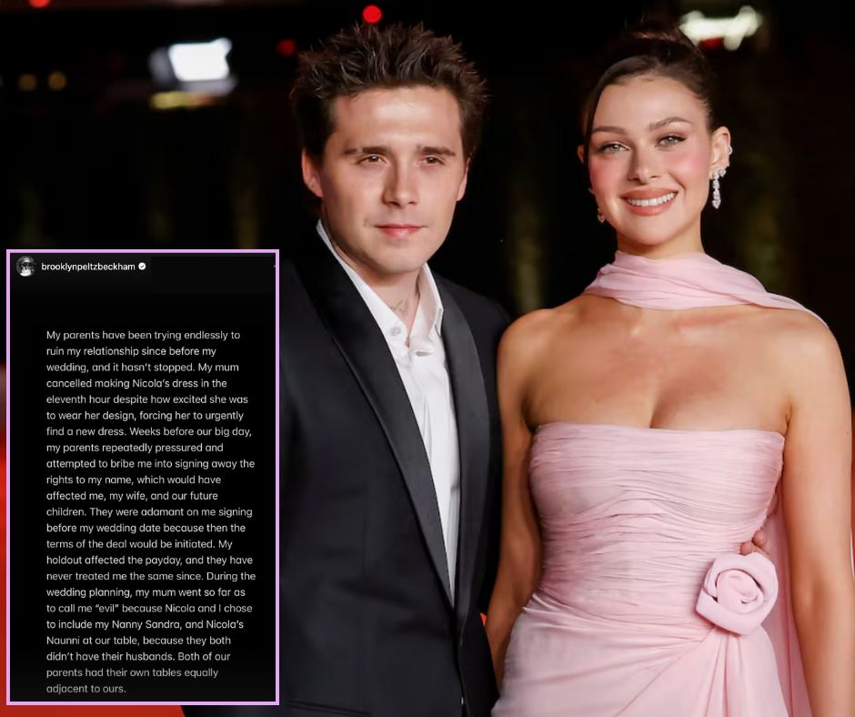 Brooklyn Beckham hace pública su ruptura familiar y acusa a sus padres de atacar su matrimonio