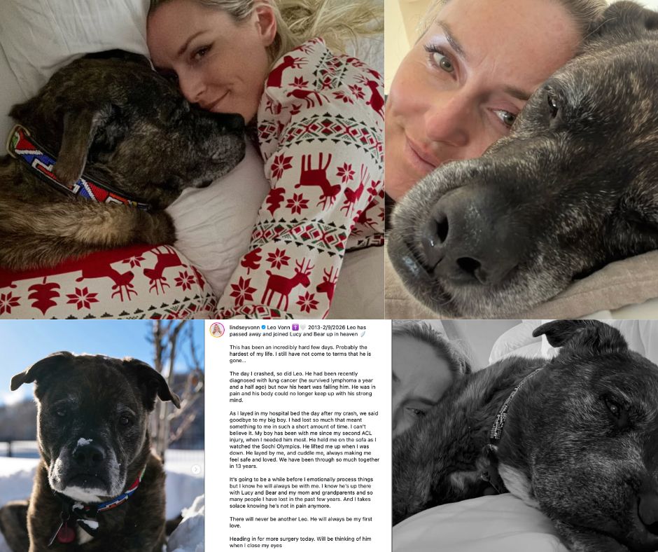 Tras fractura en Milano-Cortina y cuatro cirugías, Lindsey Vonn enfrenta la pérdida de Leo, su perro