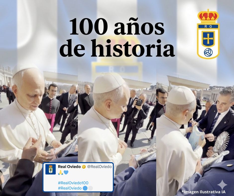 Real Oviedo celebra su centenario con visita al Vaticano y entrega camisetas al papa León XIV