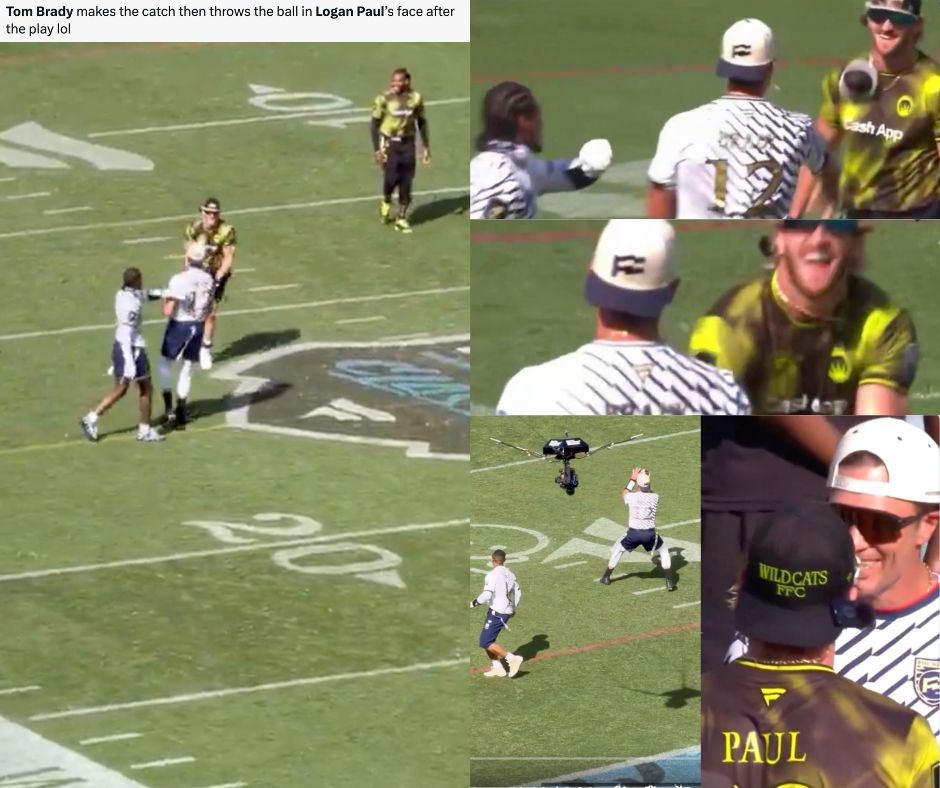 Choque en el emparrillado: Balonazo de Tom Brady a Logan Paul desata tensión en juego de exhibición