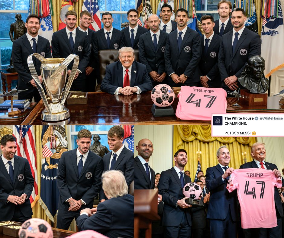 Trump pone a Messi frente a la leyenda de Pelé en la Casa Blanca y desata ovación del Inter Miami