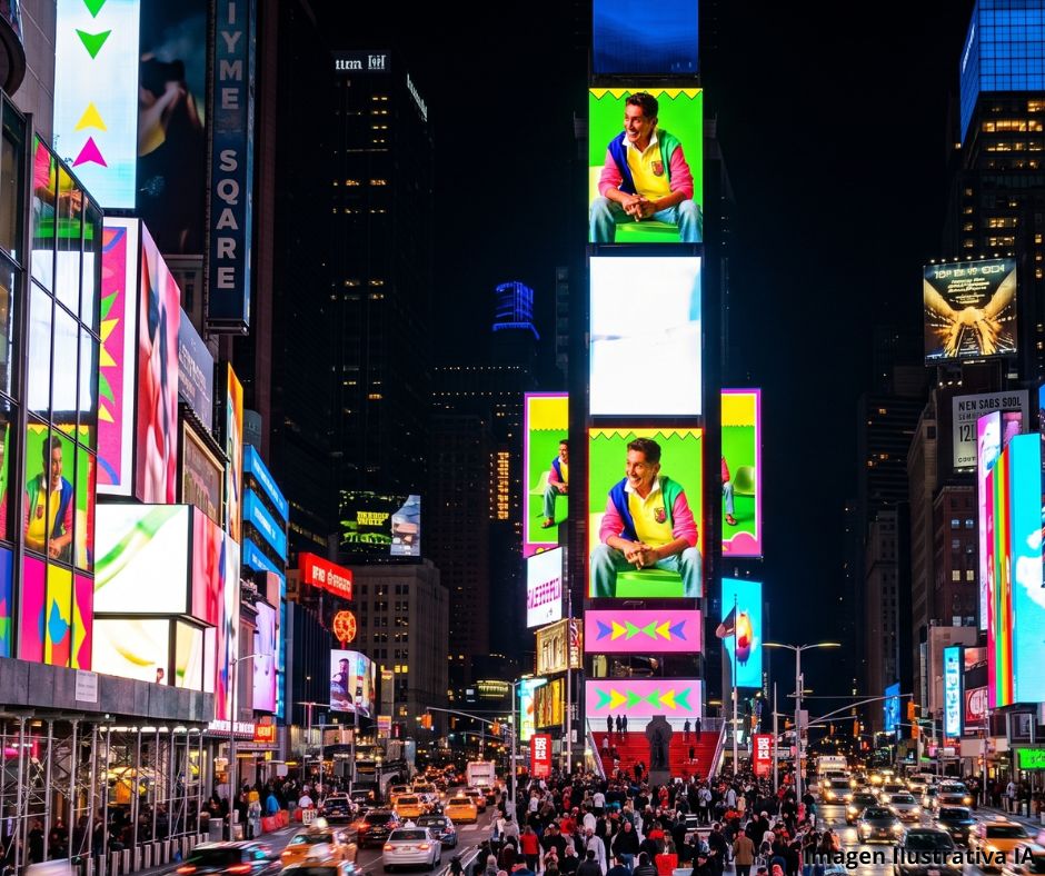 Campos aterriza su color en Nueva York: Presenta su colección en pantallas de Times Square