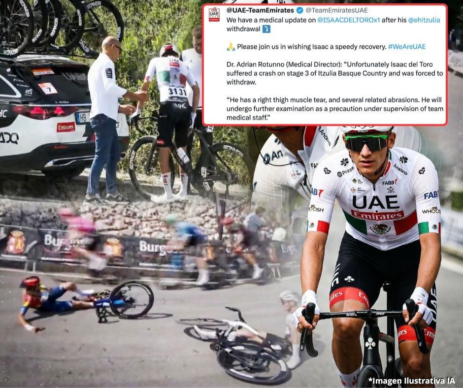 Se derrumba la ilusión mexicana: Isaac Del Toro abandona tras caída en plena etapa