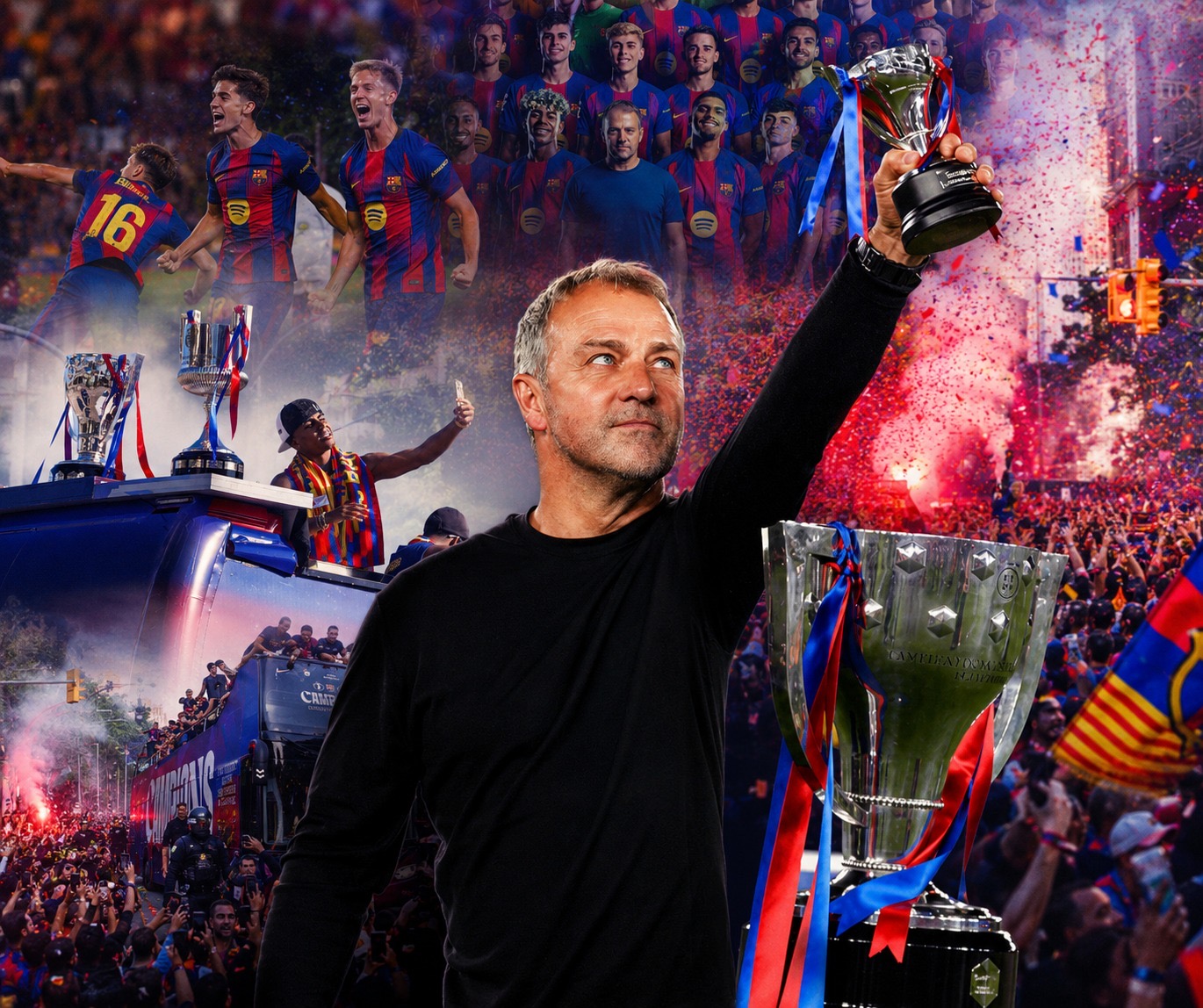 Barcelona convierte las calles en una fiesta blaugrana y lanza burlas al Real Madrid