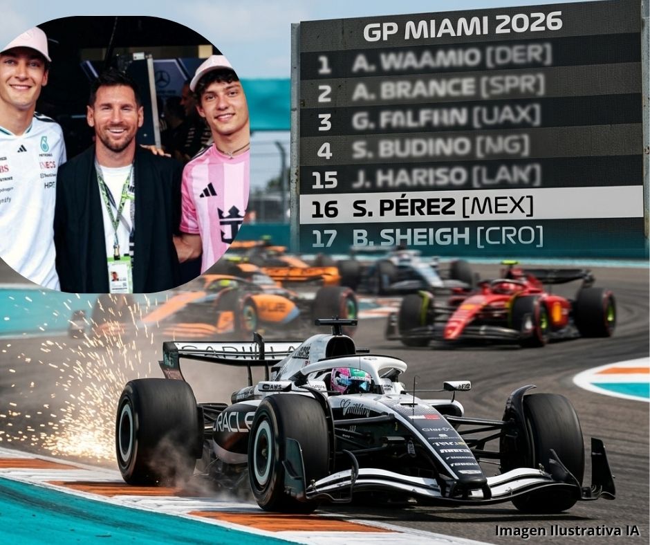 Pérez sortea fallas mecánicas en Miami y Messi roba reflectores en el paddock