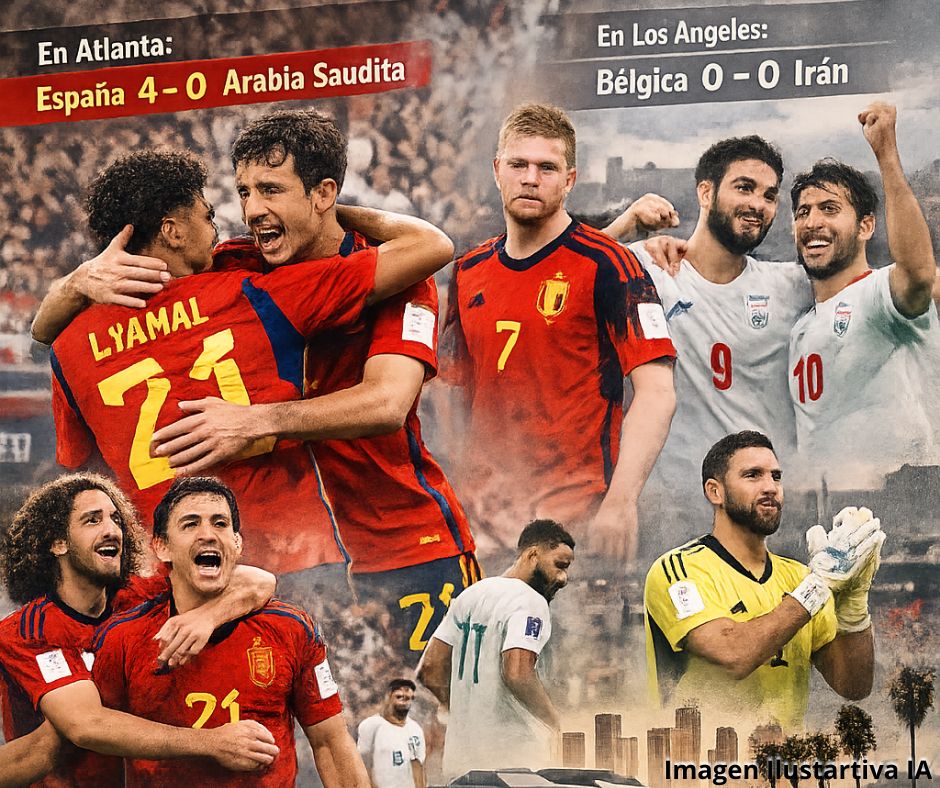España desata su poder ofensivo y aplasta a Arabia Saudita; Bélgica vuelve a fracasar ante un Irán invicto