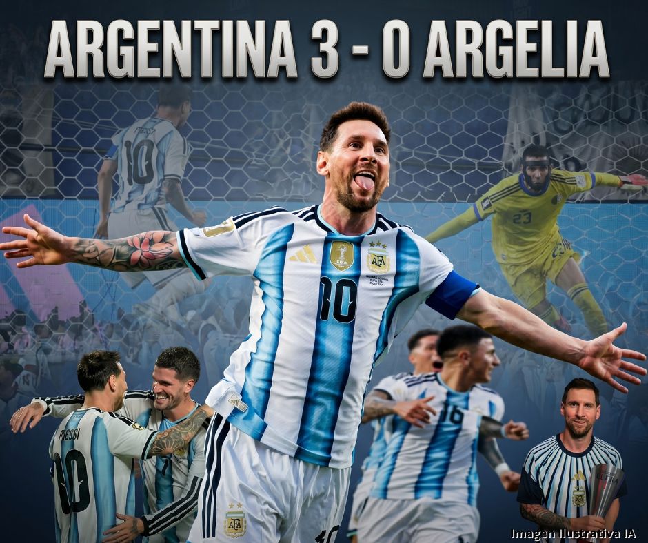 Messi inaugura su sexto Mundial con una noche histórica y una goleada de Argentina